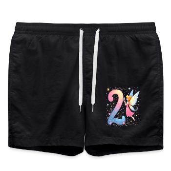 Douce Fée 2ème Anniversaire pour les filles - Short de bain - noir - Devant - AI Model Male 185 light (185cm)