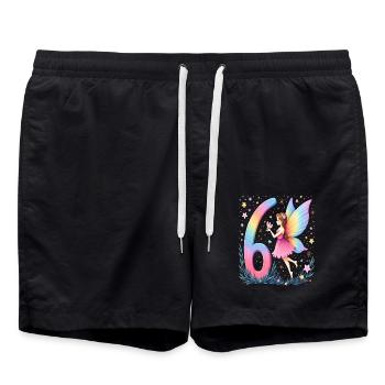 Sweet Fairy 6th Birthday for Girls - Swim Trunks - black - Front - AI Model Male 185 light (185cm)