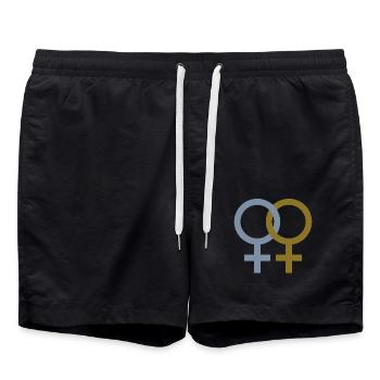 Lesbian ♀♀ - Badeshorts - Schwarz - Vorne - AI Model Male 185 light (185cm)