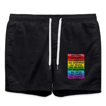 Regenbogen Pride LGBT Toleranz Liebe Gewinnt - Badeshorts - Schwarz - Vorne - AI Model Male 185 light (185cm)
