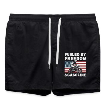 Dirt Bike Amerikanische Flagge Motocross Biker USA - Badeshorts - Schwarz - Vorne - AI Model Male 185 light (185cm)