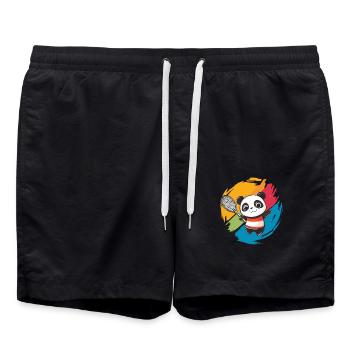 Sporty panda hero - Swim Trunks - black - Front - AI Model Male 185 light (185cm)