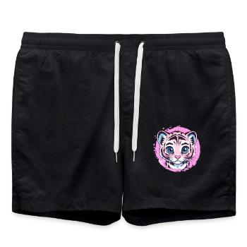 Kawaii Tiger Gaze - Swim Trunks - black - Front - AI Model Male 185 light (185cm)