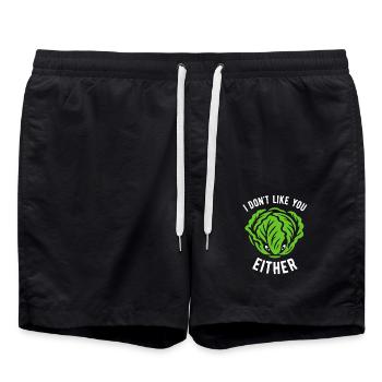 Salad - I don't like you either - Vegan - Swim Trunks - black - Front - AI Model Male 185 light (185cm)