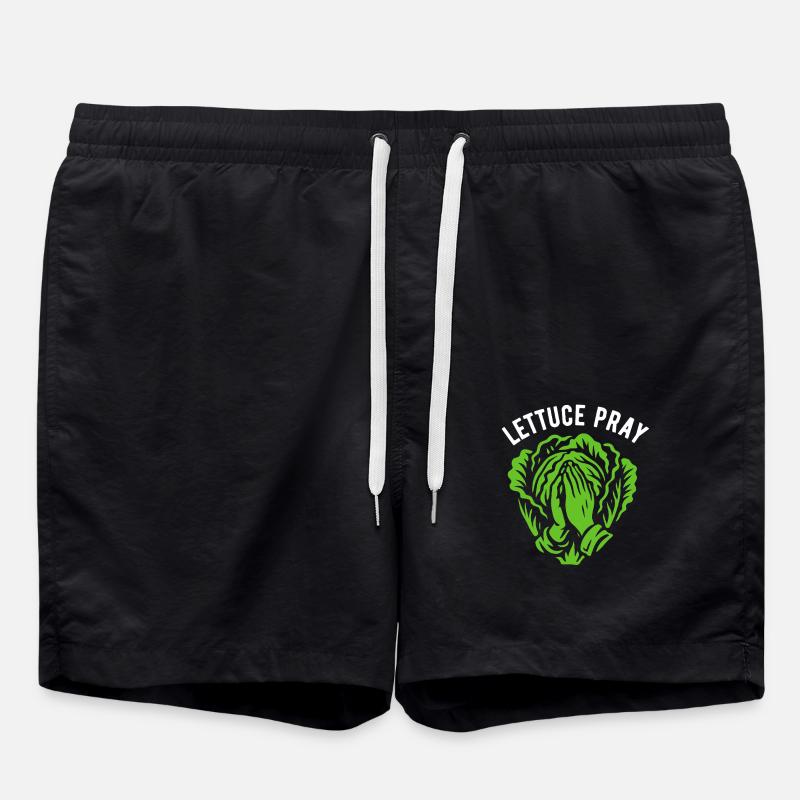 Lettuce pray - pun - Swim Trunks - black