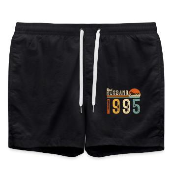 Best husband since 1995 - Swim Trunks - black - Front - AI Model Male 185 light (185cm)
