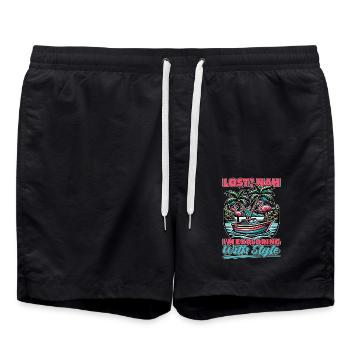 Sailing Lost No I'm Exploring With Style Boating - Swim Trunks - black - Front - AI Model Male 185 light (185cm)
