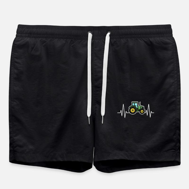 Tractor heartbeat design - Swim Trunks - black