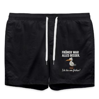 Tout allait mieux dans le passé – drôle de dicton d’oiseau - Short de bain - noir - Devant - AI Model Male 185 light (185cm)