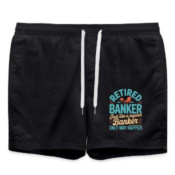 Banker Retired Pensioner Banker - Swim Trunks - black - Front - AI Model Male 185 light (185cm)