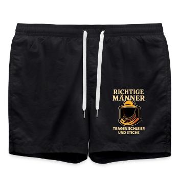 Bees Beekeeper Real Men Wear Veil - Swim Trunks - black - Front - AI Model Male 185 light (185cm)