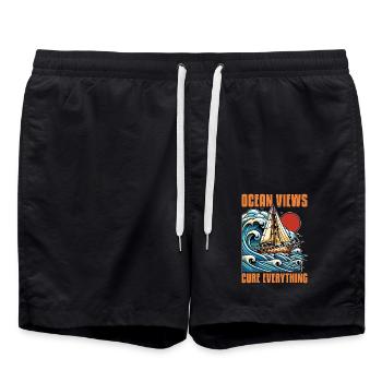 Sailing Ocean Views Cure Everything Fisherman - Swim Trunks - black - Front - AI Model Male 185 light (185cm)