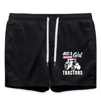Just a Girl loves tractors - Swim Trunks - black - Front - AI Model Male 185 light (185cm)