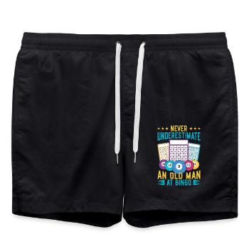 Bingo Game Underestimate An Old Man Bingo - Swim Trunks - black - Front - AI Model Male 185 light (185cm)