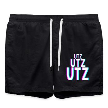 UTZ UTZ UTZ Techno EDM Music Raver Festival - Swim Trunks - black - Front - AI Model Male 185 light (185cm)