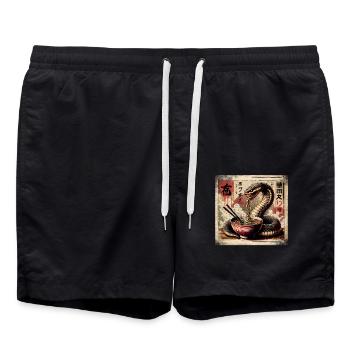 Ramen Schlange Japan Grunge Poster Style - Badeshorts - Schwarz - Vorne - AI Model Male 185 light (185cm)