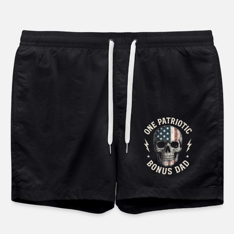 Bonus Dad mit Flaggen-Schädel - Badeshorts - Schwarz