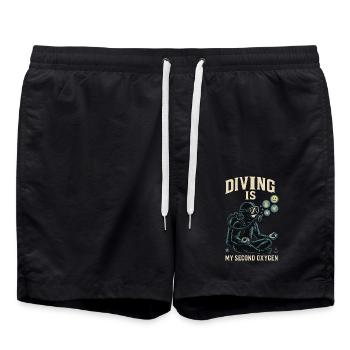 Diving is my second oxygen ocean diver - Swim Trunks - black - Front - AI Model Male 185 light (185cm)