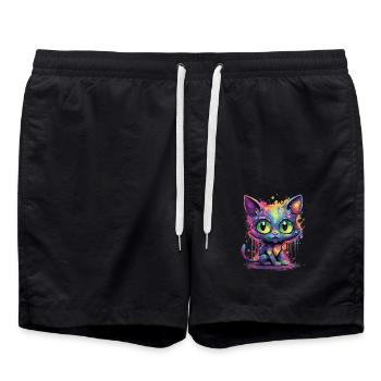 Colorful Neon Cat - Swim Trunks - black - Front - AI Model Male 185 light (185cm)