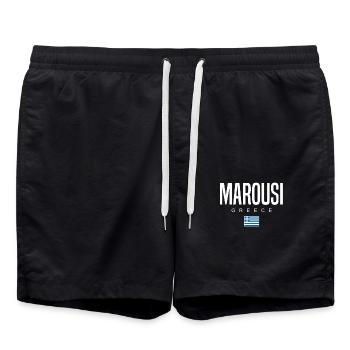 Marousi, Greece - Swim Trunks - black - Front - AI Model Male 185 light (185cm)