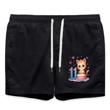 Cute Kitten 11th Birthday Girl - Swim Trunks - black - Front - AI Model Male 185 light (185cm)