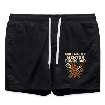 Grill Master et papa bonus - Short de bain - noir - Devant - AI Model Male 185 light (185cm)