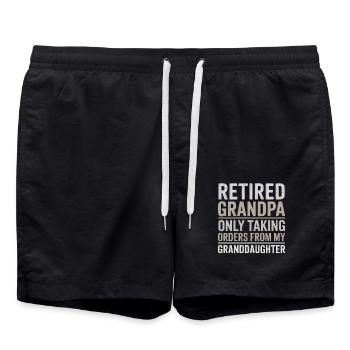 Papy Retraité Humour Petite-fille Grand-père - Short de bain - noir - Devant - AI Model Male 185 light (185cm)