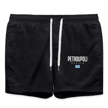 Petroupoli, Greece - Swim Trunks - black - Front - AI Model Male 185 light (185cm)