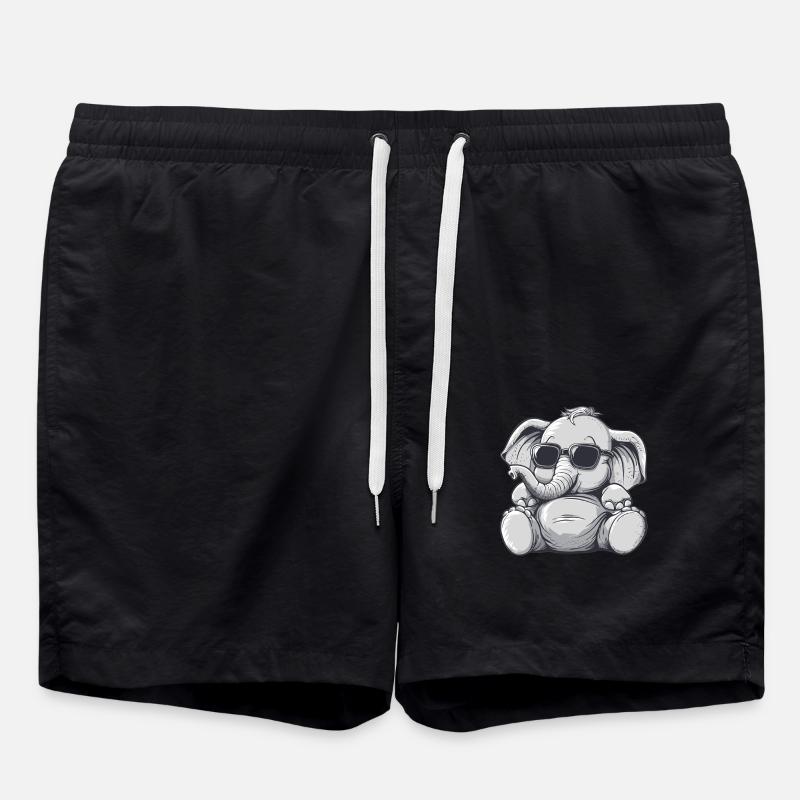 Cooler Elefant mit Sonnenbrille - Badeshorts - Schwarz