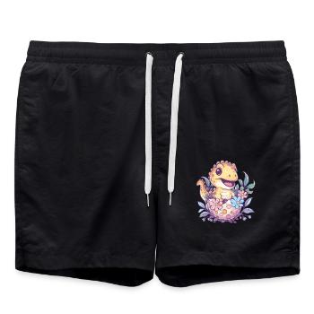 Dino from the egg - Swim Trunks - black - Front - AI Model Male 185 light (185cm)