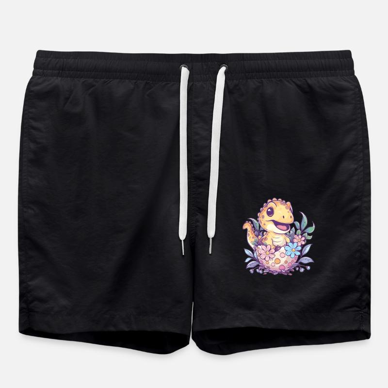 Dino aus dem Ei - Badeshorts - Schwarz