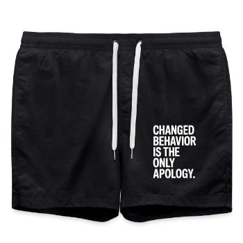 Changed Behavior Is The Only Apology Mindfulness - Swim Trunks - black - Front - AI Model Male 185 light (185cm)