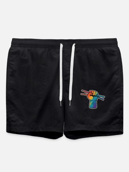 Drummer Power – Rainbow Fist - Swim Trunks - black