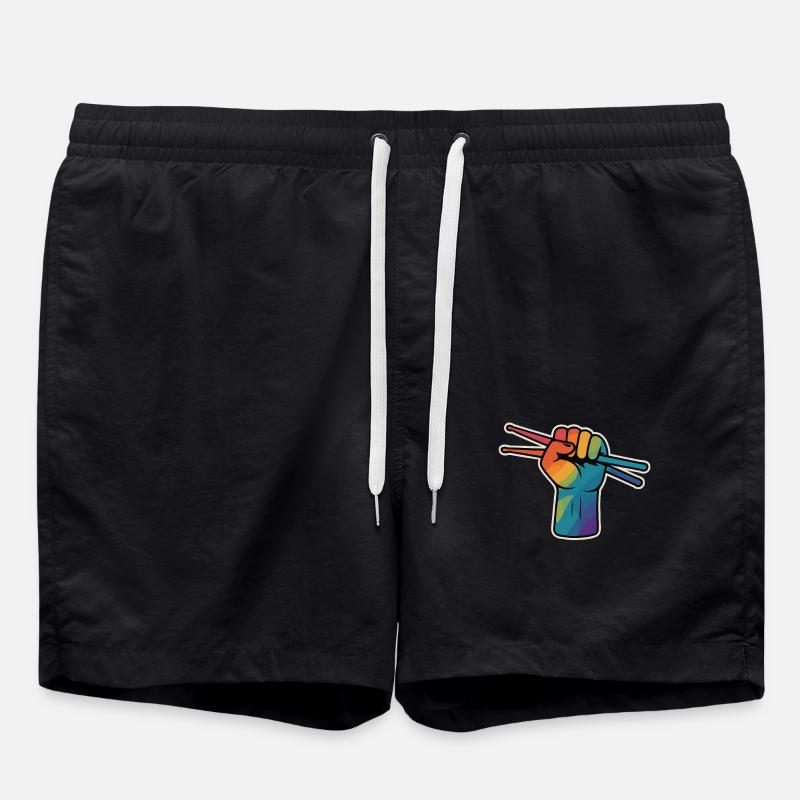 Puissance du batteur – Rainbow Fist - Short de bain - noir