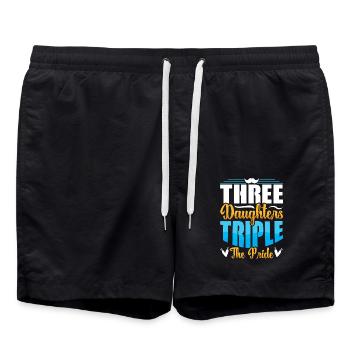 Papa Vater von drei Mädchen Töchtern - Badeshorts - Schwarz - Vorne - AI Model Male 185 light (185cm)