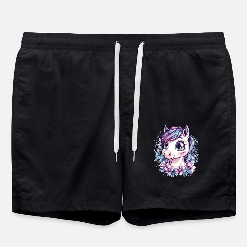 Bangs with flowers - Swim Trunks - black
