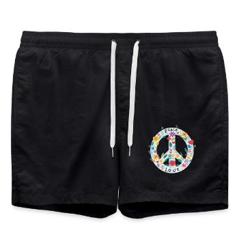Signe de paix Fleurs Amour - Short de bain - noir - Devant - AI Model Male 185 light (185cm)