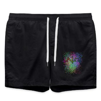 Confetti Cologne Carnival Rainbow Disguise - Swim Trunks - black - Front - AI Model Male 185 light (185cm)