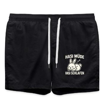 Hasi Müde Hasi Schlafen – Schlaf Hase Design - Badeshorts - Schwarz - Vorne - AI Model Male 185 light (185cm)