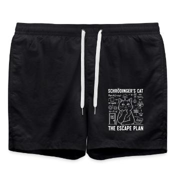 Schrödinger's Cat Escape Plan - Swim Trunks - black - Front - AI Model Male 185 light (185cm)