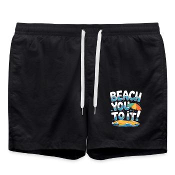 Beach You To It Sommer Spaß Urlaub Strand - Badeshorts - Schwarz - Vorne - AI Model Male 185 light (185cm)