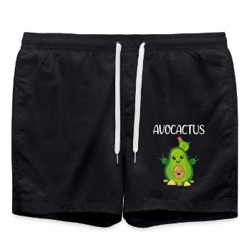 Avocado Kaktus Avocactus Geschenk Niedlich Lustig - Badeshorts - Schwarz - Vorne - AI Model Male 185 light (185cm)