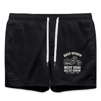 Bikers don't go gray – that's chrome! - Swim Trunks - black - Front - AI Model Male 185 light (185cm)