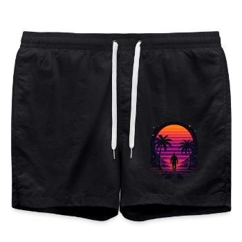 Synthwave Cowboy - Clothing Desert - Swim Trunks - black - Front - AI Model Male 185 light (185cm)
