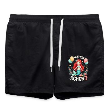 I'm already 7 Mermaid Birthday Girl - Swim Trunks - black - Front - AI Model Male 185 light (185cm)