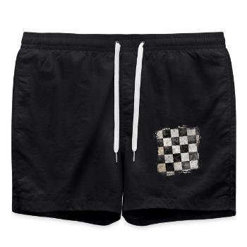 Grunge Schachbrettmuster Schwarz-Weiß Retro - Badeshorts - Schwarz - Vorne - AI Model Male 185 light (185cm)