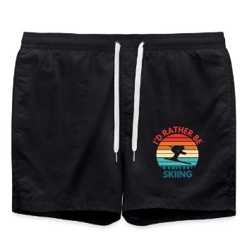Skiing Ski Holiday Ski Saying Skier - Swim Trunks - black - Front - AI Model Male 185 light (185cm)