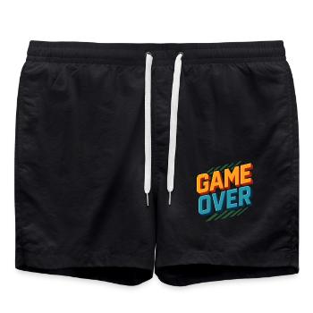 Game Over – Retro Gamer Design - Swim Trunks - black - Front - AI Model Male 185 light (185cm)