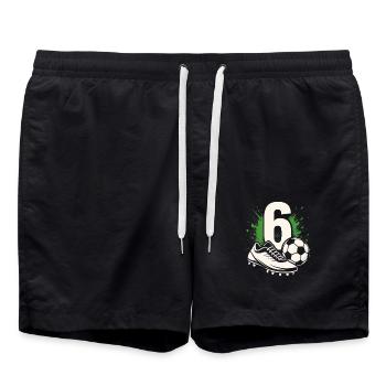 Soccer Number 6 – Kids Soccer Design - Swim Trunks - black - Front - AI Model Male 185 light (185cm)