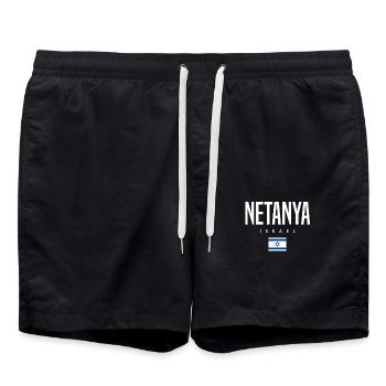Netanya Israel - Swim Trunks - black - Front - AI Model Male 185 light (185cm)